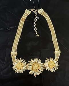 Neu Zara Gold Metall Gänseblümchen Blume Kette Gürtel Hummer Verschluss Größe 30 Y93A - Bild 1 von 11