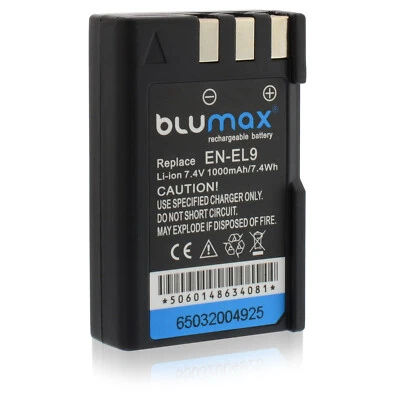 Blumax Akku passend für Nikon EN-EL9 DSLR D40 D60 D3000 D5000 1000 mAh (7,2V)