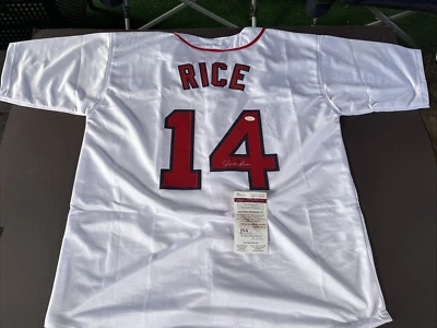 Camiseta deportiva Jim Rice autografiada firmada de los Medias Rojas de Boston personalizada XL - Testigo de la JSA Foto 1 de 4