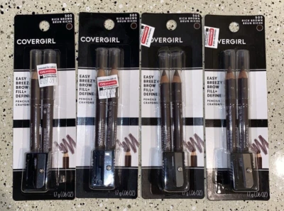 (Lot Of 4) CoverGirl 505 Rich Brown Easy Breezy Brow Fill + Define Brow Pencils - Image 1 of 2