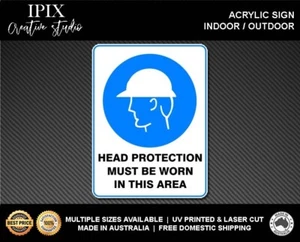 HEAD PROTECTION MUST BE WORN IN THIS AREA - MANDATORY | ACRYLIC | SIGN | HEALTH - Picture 1 of 6