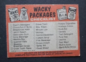 1973 Topps Wacky Packages - Tarjeta de lista de verificación de la primera serie - Juego de rompecabezas "Gadzooka" - Imagen 1 de 2