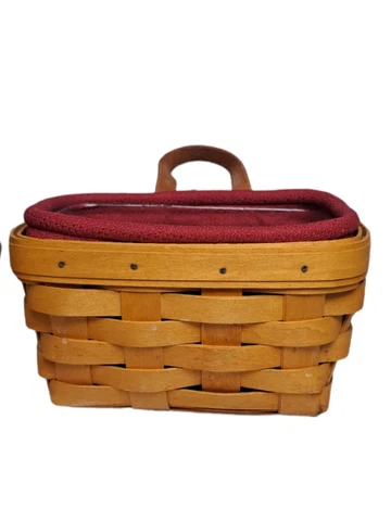 Longaberger Hanging Wall Key Mail Basket Leather Strap Fabric Liner Protector Cover