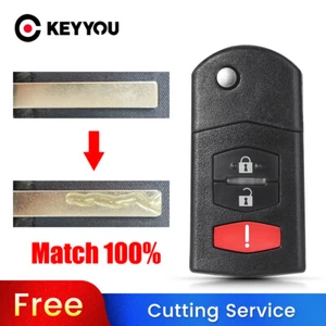 BLADE CUT by PHOTO Car Key Case For Mazda 3 6 RX-8 CX-7 CX-9 3 Button Folding  - Bild 1 von 9