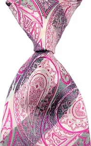 Neue klassische Herrenkrawatte Blumenmuster rosa JACQUARD GEWEBT 100 % Seide J5 - Bild 1 von 2