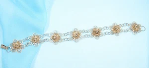 Silber filigranes 3-dimensionales Spitzenblumenarmband. Gemarkt Sterling und Mexiko - Bild 1 von 9