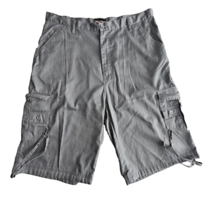 Schwarz Lack weites Bein Cargo Shorts mit 8 Taschen Herren Gr. 38 Kordelzug Bein - Bild 1 von 12
