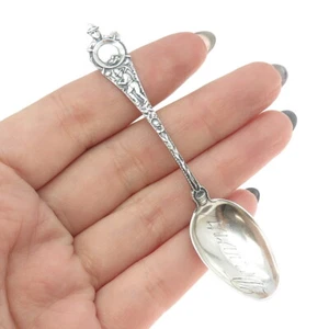 925 Sterling Silver Antique Art Deco Denver States & Cities Coffee Spoon - Picture 1 of 9