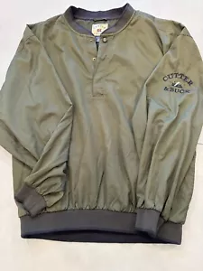 Cutter & Buck Golf Jacket Men's Large Green Windbreaker Snap Pullover Mock Neck - Picture 1 of 7