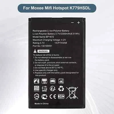 BP1672 New 2300mAh Battery For Moxee Mifi Hotspot K779HSDL Batteria Accu