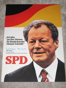 SPD WILLY BRANDT WAHLPLAKAT POSTER 70er JAHRE in DIN A 1 - Bild 1 von 4