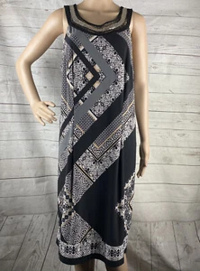 Studio One New York Kleid XL schwarz weiß abstraktes Muster dehnbar einzigartiger Stil - Bild 1 von 11