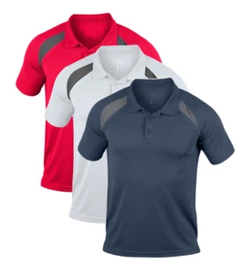Camisa polo deportiva transpirable de poliéster en contraste liso Hanes 7740 Cool-DRI - Imagen 1 de 4