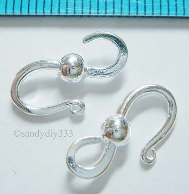1x BRIGHT STERLING SILVER S HOOK CLASP BEAD 15mm 6mm N205 - Image 1 of 2