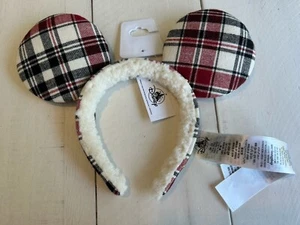 Disney Parks Mickey/ Minnie Mouse Plaid Christmas Ears/ Headband NEW - Picture 1 of 5