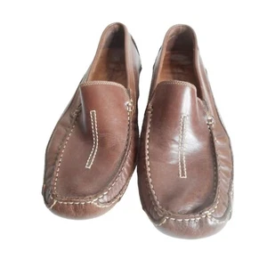 Clarks England mens brown casual slip on Driver Loafer shoes size 9 M leather up - Picture 1 of 10