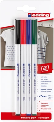 4x Edding 4600 Textilmarker waschfest1mm T-Shirt Marker, Farbset Grundfarben - Bild 1 von 4