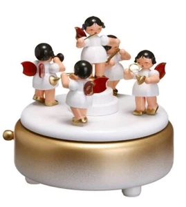 Spieldose mit Engeln weiß BxHxT 13x13,5x13 cm NEU Spieluhr Spielwerk Musikdose M - Picture 1 of 1