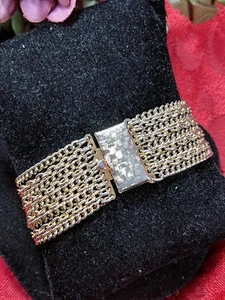 Vintage Multi Chains Bracelet 9 Strand Chain Basket Weave Clasp Estate Jewelry  - Picture 1 of 12
