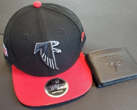 Atlanta Falcons NFL New Era 9Fifty Black SnapBack Hat Cap Brand New W/wallet Cover