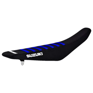 Suzuki RMZ 450 2018-2024 cubierta de asiento Enjoy MFG todo negro/costillas azules #163 logotipo - Imagen 1 de 5