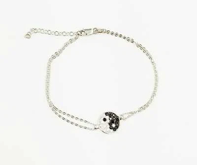 BRACCIALE CON YIN A YANG IN ARGENTO 925 RODIATO IN ORO BIANCO 18 KT - Immagine 1 di 2