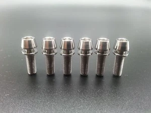 6Pcs Titanium Ti Bolt Socket Screw Bicycle M5x18mm Washer Taper Head Conical - Picture 1 of 3