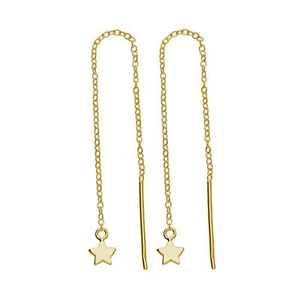 Small Gold Plated Sterling Silver Star Pull Through Earrings - Picture 1 of 7
