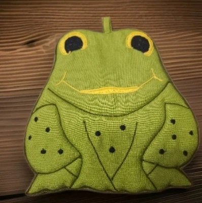 Hand Sewn "Happy Frog" Pot Holder/Trivet Table Decor- 8"× 7.5" Hanging Whimsical - Image 1 of 4