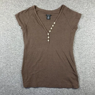 Camiseta de bebé Y2K Calvin Klein Jeans XL extra grande marrón Henley larga Foto 1 de 4