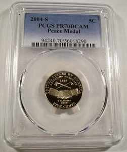 2004-S 5c PCGS PR70DCAM JEFFERSON PEACE MEDAL NICKEL PROOF DEEP CAMEO PR 70 DC - Picture 1 of 4