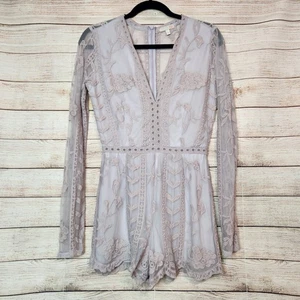 GB Girls Juniors Romper Lace Embroidered Purple Lavender Lined Jumpsuit Size S - Picture 1 of 17