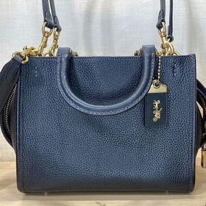 Coach 2Way Rogue 25 Hand Shoulder Bag Women's Leather Black C3877 Authentic Used - Picture 1 of 20