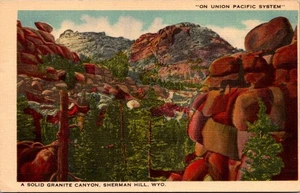 On Union Pacific System A Solid Granite Canyon Sherman Hill Wyo Linen Postcard - Picture 1 of 4