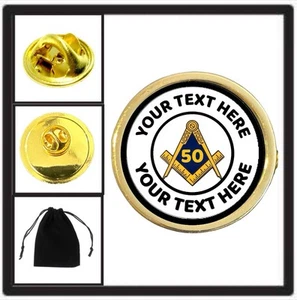 3 x Personalised 50 Years A Mason Masonic 28mm Lapel Pin Badges (PE23) - Picture 1 of 3