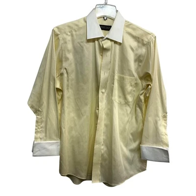 Donald J Trump Shirt Mens 16.5 32/33 Yellow White French Cuff Dress Non Iron - Image 1 of 4