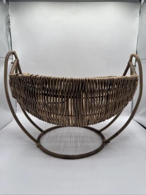 Vintage Cradle Basket with Holder Rustic Farmhouse Decor Cottage MCM - Image 1 of 4