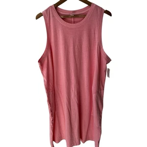 Old Navy Sleeveless Mini Shift Tank Dress Large Anemone Pink Cotton Pockets - Picture 1 of 7