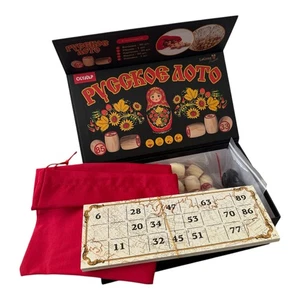 Russian Lotto Bingo Board Game Set Cards Chips and Wooden Barrels Magnetic Box - Picture 1 of 4