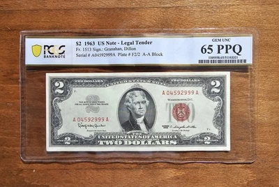 Fr.1513 1963 $2 Legal Tender Note PCGS 65 PPQ - Image 1 of 2