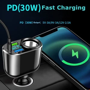 High Efficiency 66W Car Charger Adapter Triple USB Ports Fast Charging - Zdjęcie 1 z 12