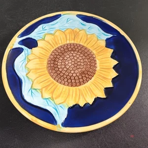 Dipinto a mano giapponese 1988. Piatto Girasole Rialzato 8 1/8" Decorativo o per Pranzo - Foto 1 di 6