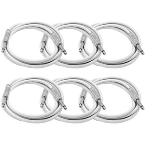 6 Pack of 6 Foot White TS to TS Patch Cables PA/DJ Cords 1/4 Inch TS Mono - Picture 1 of 4
