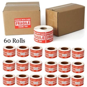 30000 Fragile Stickers 3"x5" Handle with Care Shipping Warning Labels - 60 Rolls - Picture 1 of 6
