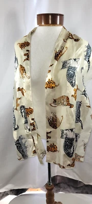 Bufanda para mujer sin marca crema paneles transparentes gatos juguetones 64"x13" vintage Foto 1 de 4