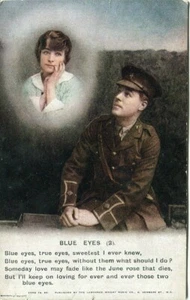 Blue Eyes (2) WWI sentimental verse postcard Bamforth 'Songs' series 4873/2 - Picture 1 of 2