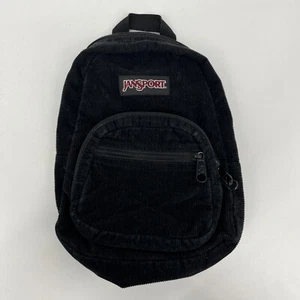 Vintage Jansport Mini Backpack Black Corduroy Y2K Micro 3 Pockets - Picture 1 of 6