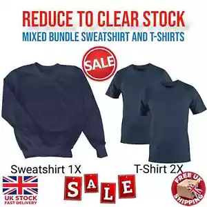 Felpa Uomo T-Shirt Navy Confezione 3 Pacchetti Tinta Unita 100% Cotone Alta Qualità Tee - Foto 1 di 7