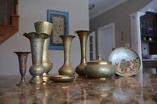 Eight pure hand-chiseled gold craft brass bottles and boxes
