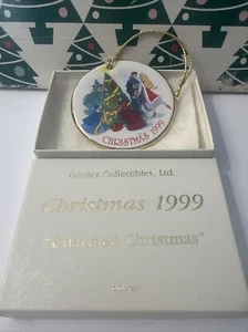 1999 Sleeping Beauty Charme Christmas Disney Grolier Porcelain Disk Ornament NIB - Picture 1 of 12